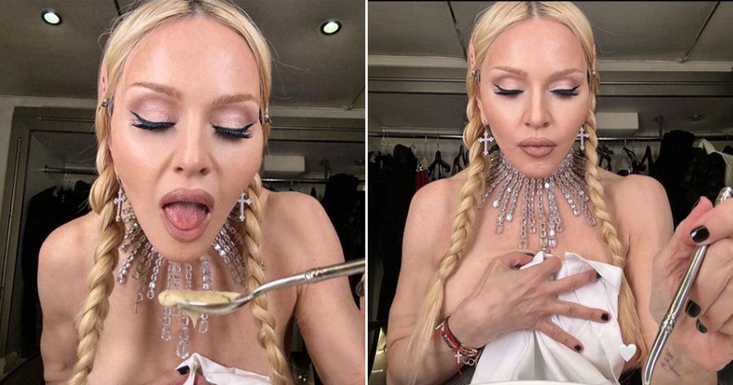 OMG! Madonna Goes Topless Eating Soup, Fans Shocked