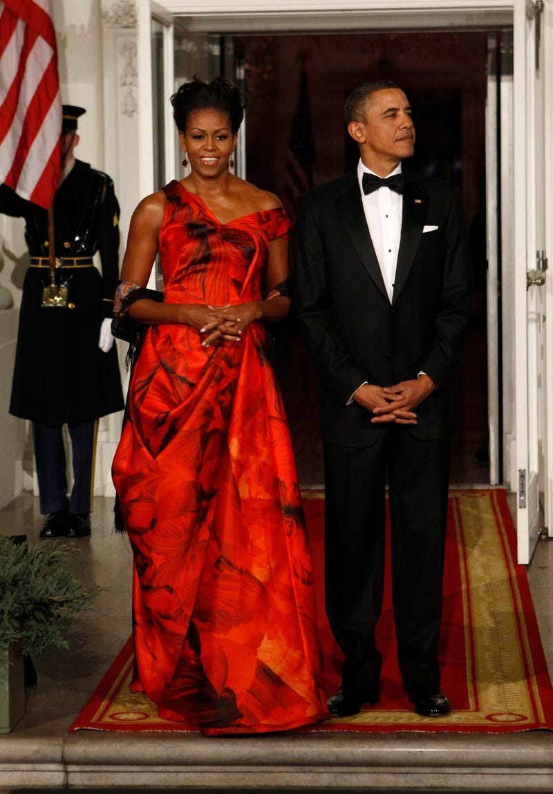 Picture of Michelle Obama Black/Red Dress See Her Most Iconic Fashion Moment in This Amazing Outfit