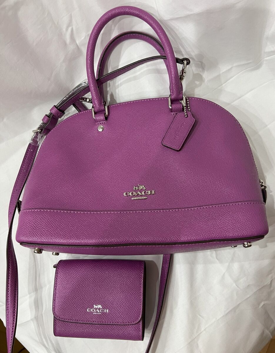 Love Coach Handbags? Shop the Coach Purple and Black Flowered Sierra Crossbody for Great Price