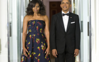 Picture of Michelle Obama Black/Red Dress See Her Most Iconic Fashion Moment in This Amazing Outfit