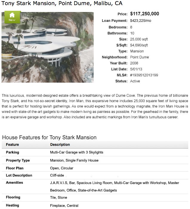tony stark house price breakdown: How much does it cost to own Iron Mans home?