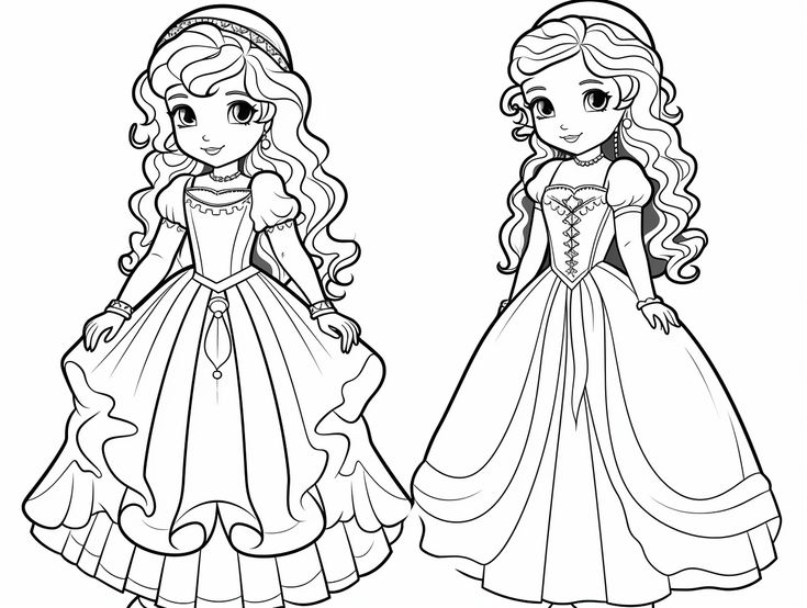 Princess Dress Coloring Pages: Easy Designs for Little Artists!