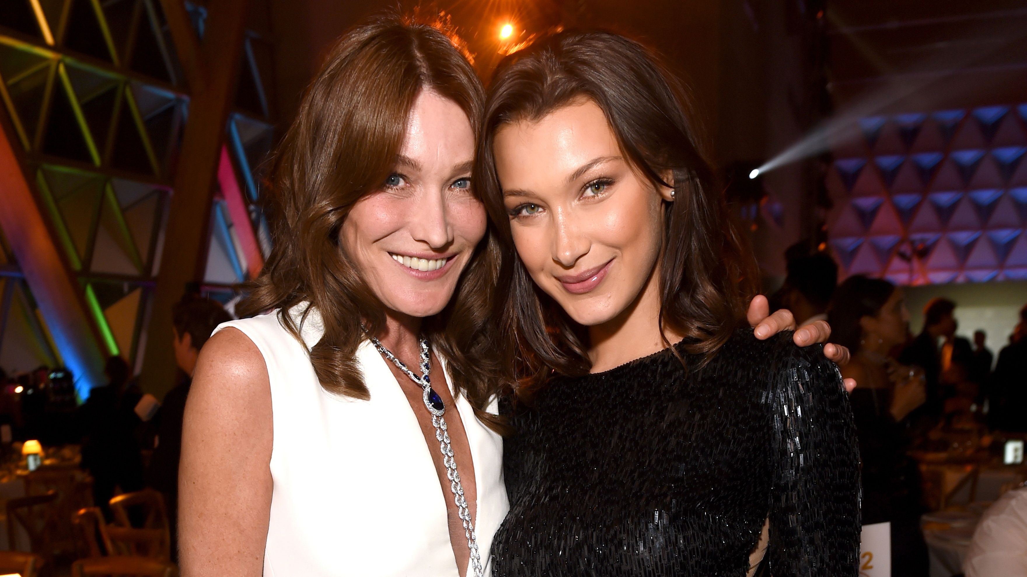 See amazing photos of carla bruni and bella hadid together side by side