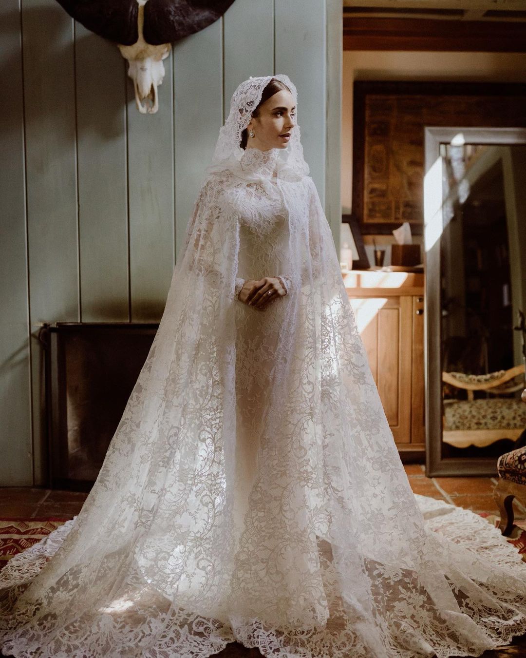 Lily Collins Wedding Dress Details See Her Stunning Gown Here