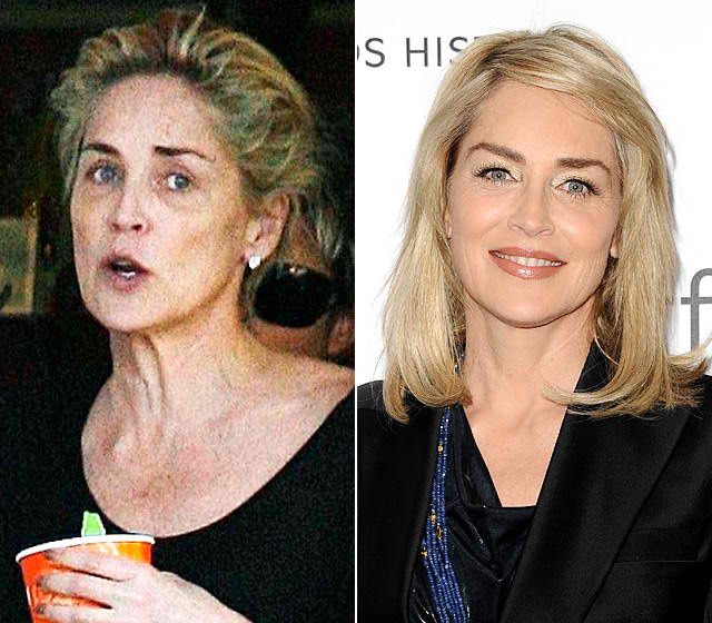 sharon stone no makeup vs makeup amazing transformation photos