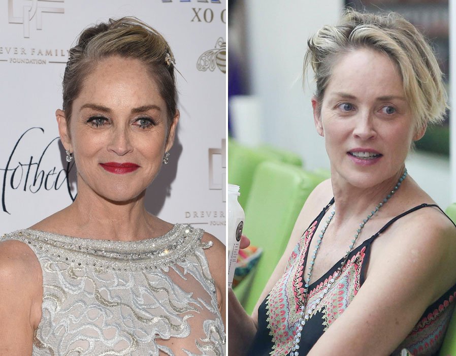 sharon stone no makeup vs makeup amazing transformation photos