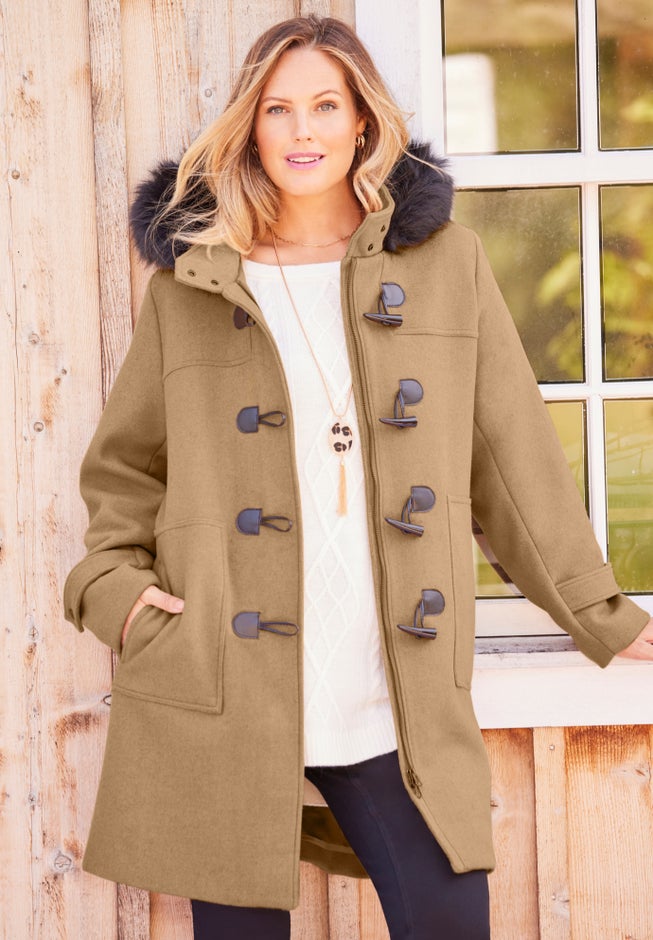 Pea coats for women with hood wool vs faux fur which is better